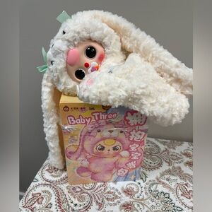 Baby Three 400% Hugging Baby Backpack - White Bunny with pacifier